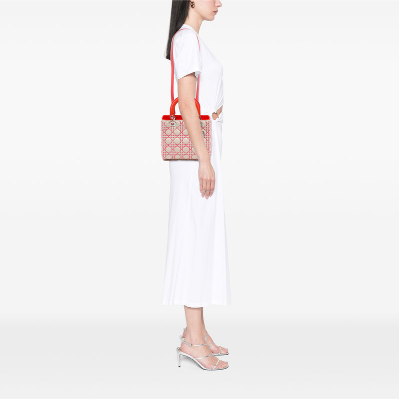 Medium Lambskin Cannage Stitched Lady Dior - Image 6