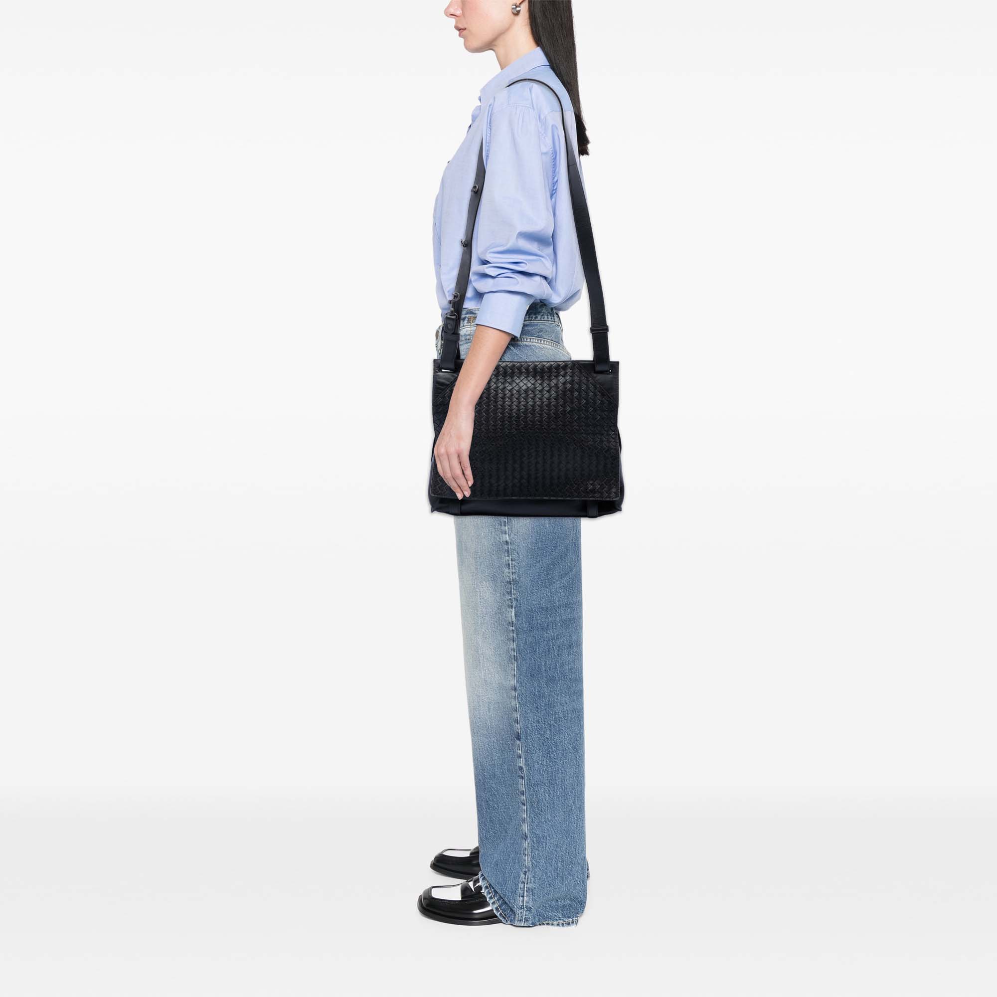 Intrecciato Trimmed Nappa Messenger Bag - Image 6
