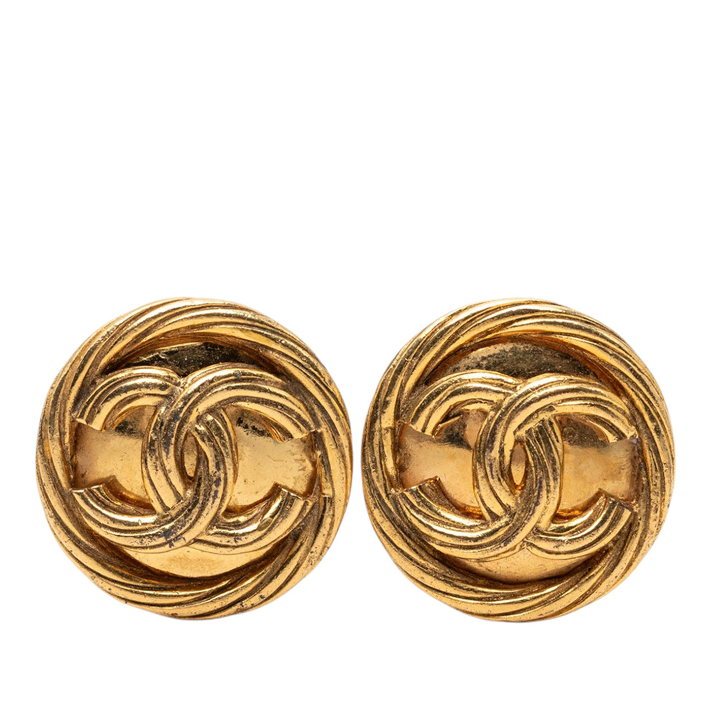 CC Gold Plated Round Clip On Earrings - Image 1