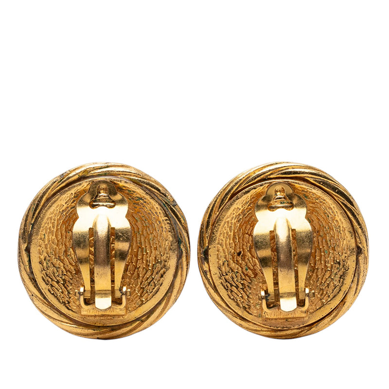 CC Gold Plated Round Clip On Earrings - Image 2