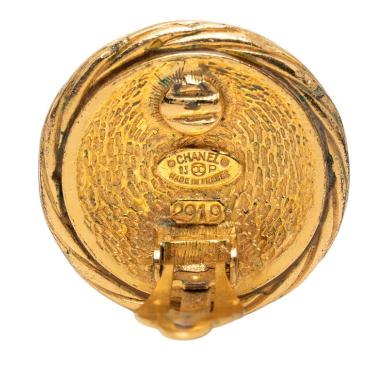 CC Gold Plated Round Clip On Earrings - Image 3