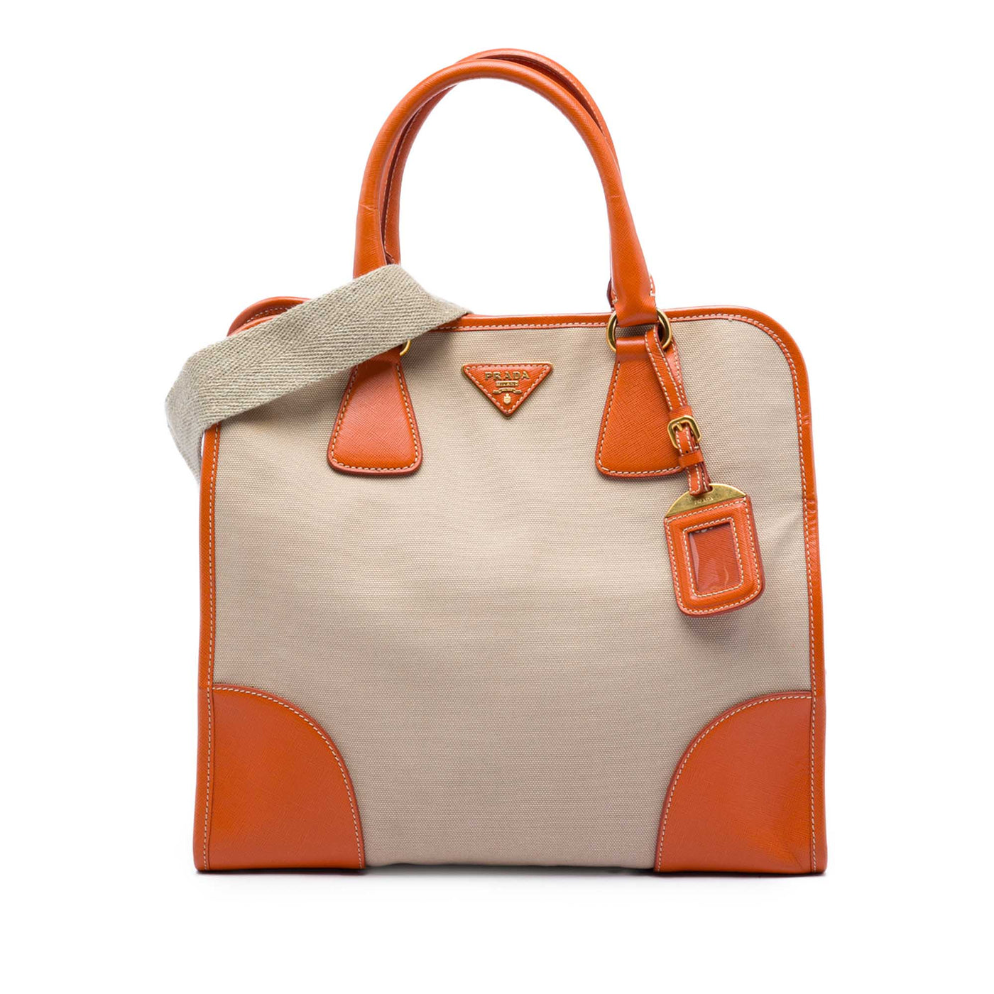 Saffiano Trimmed Canvas Canapa Satchel - Image 1