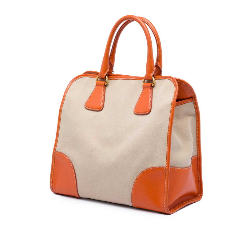 Saffiano Trimmed Canvas Canapa Satchel - Image 2
