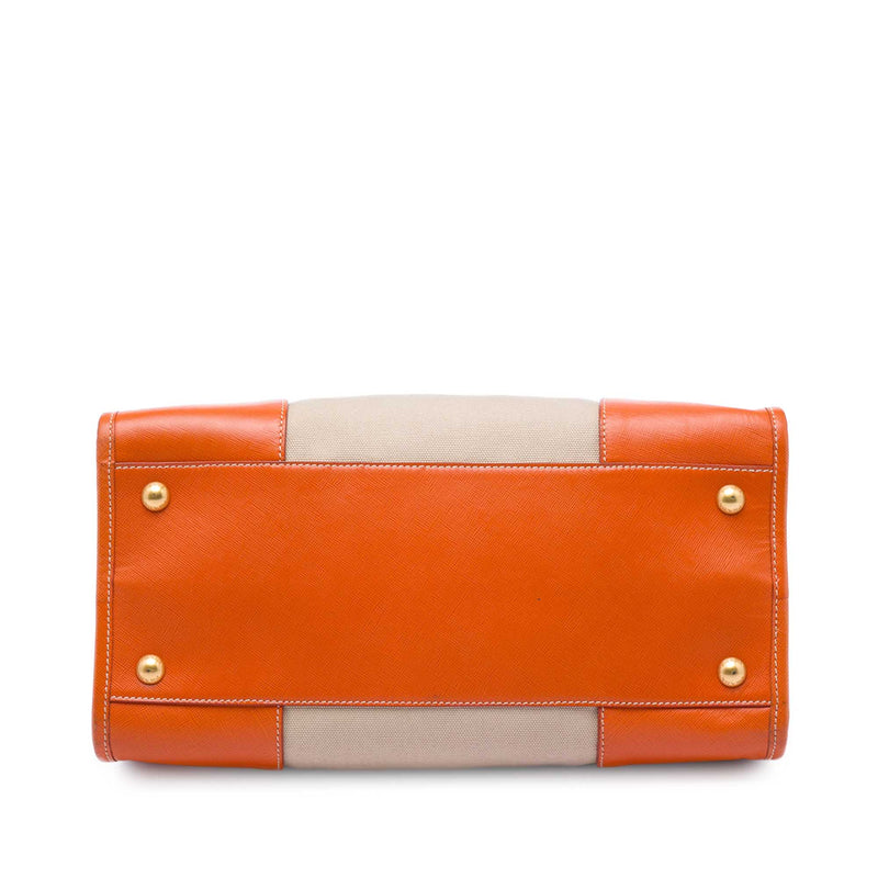 Saffiano Trimmed Canvas Canapa Satchel - Image 3