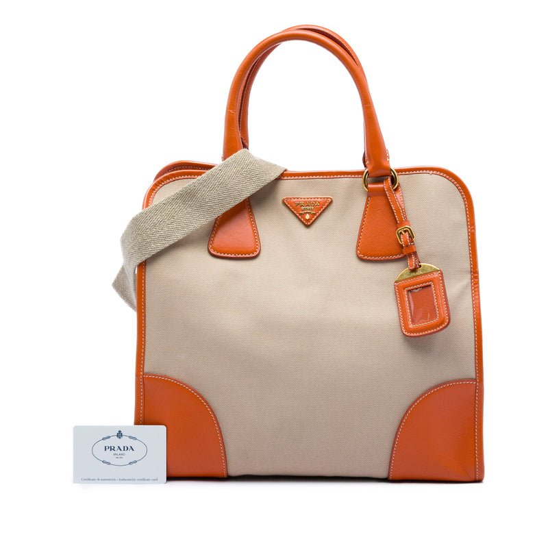 Saffiano Trimmed Canvas Canapa Satchel - Image 7