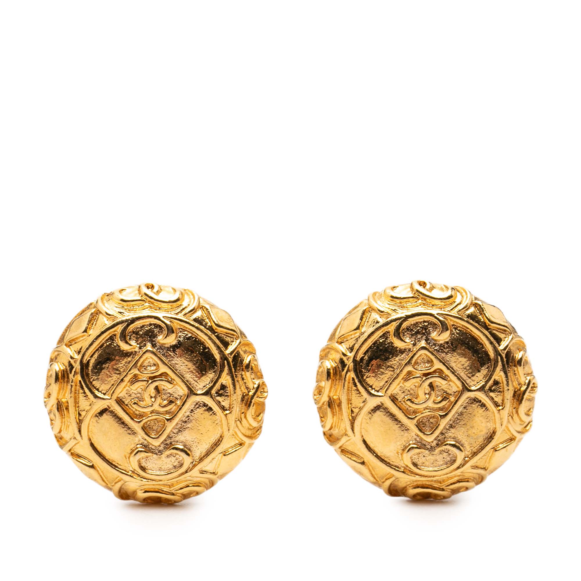 CC Gold Plated Round Clip On Earrings - Image 1