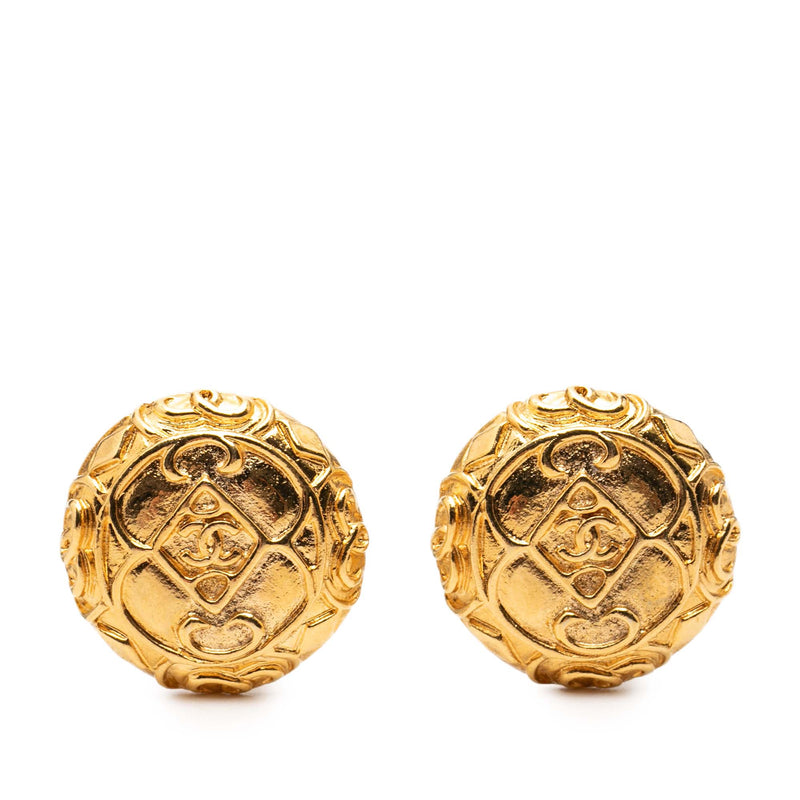 CC Gold Plated Round Clip On Earrings