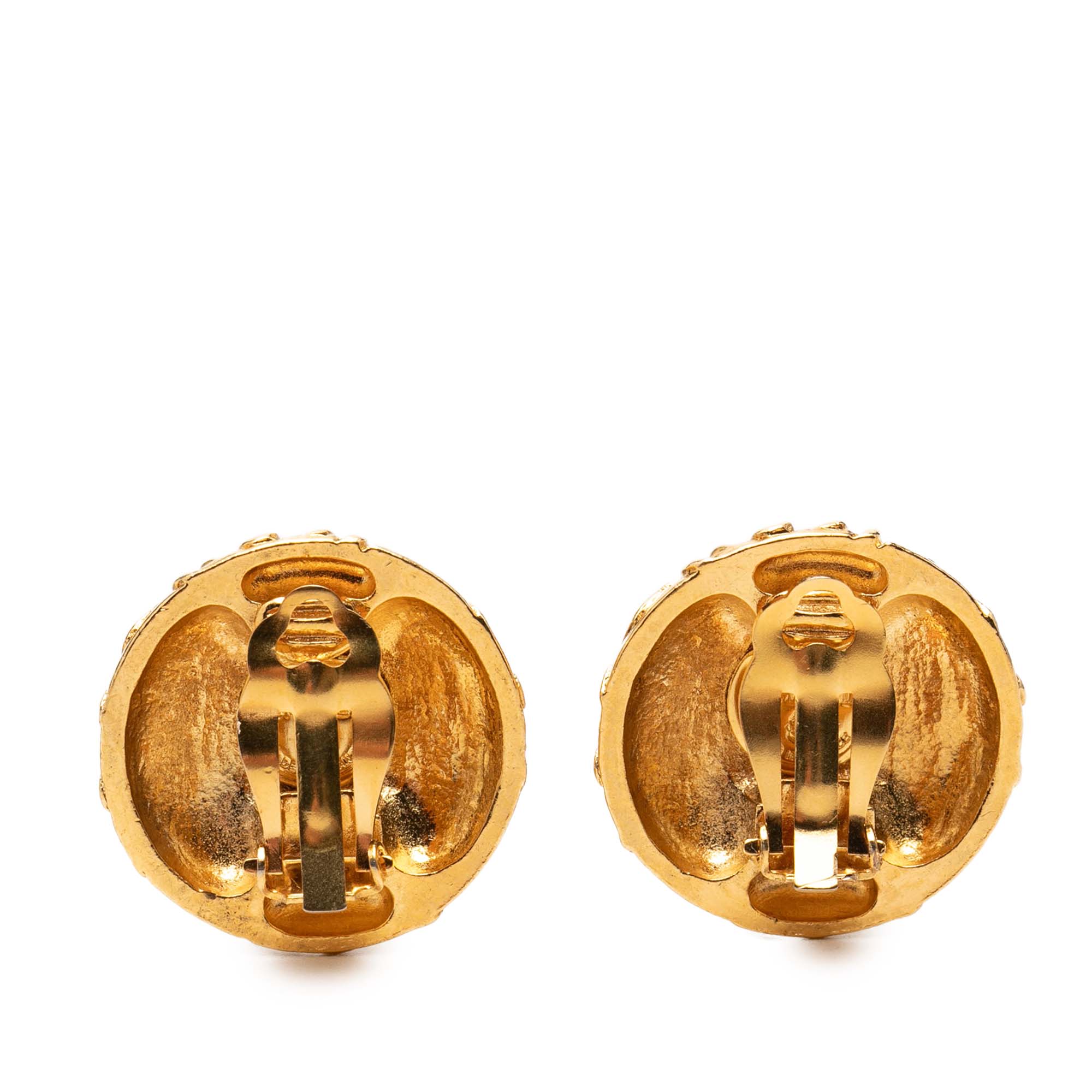 CC Gold Plated Round Clip On Earrings - Image 2