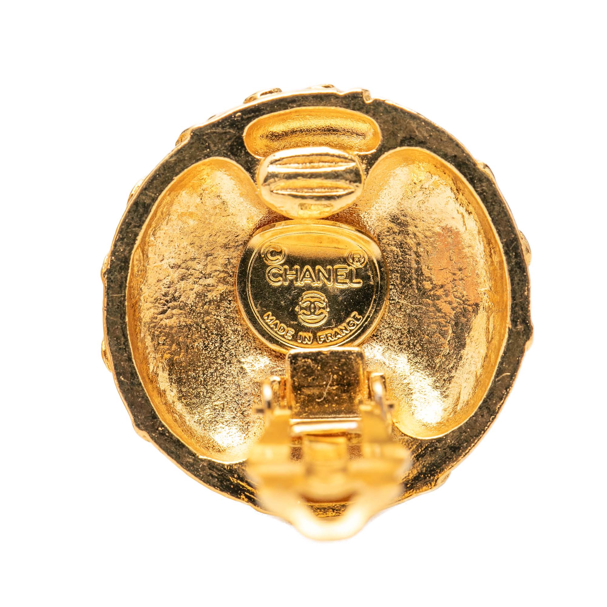 CC Gold Plated Round Clip On Earrings - Image 3