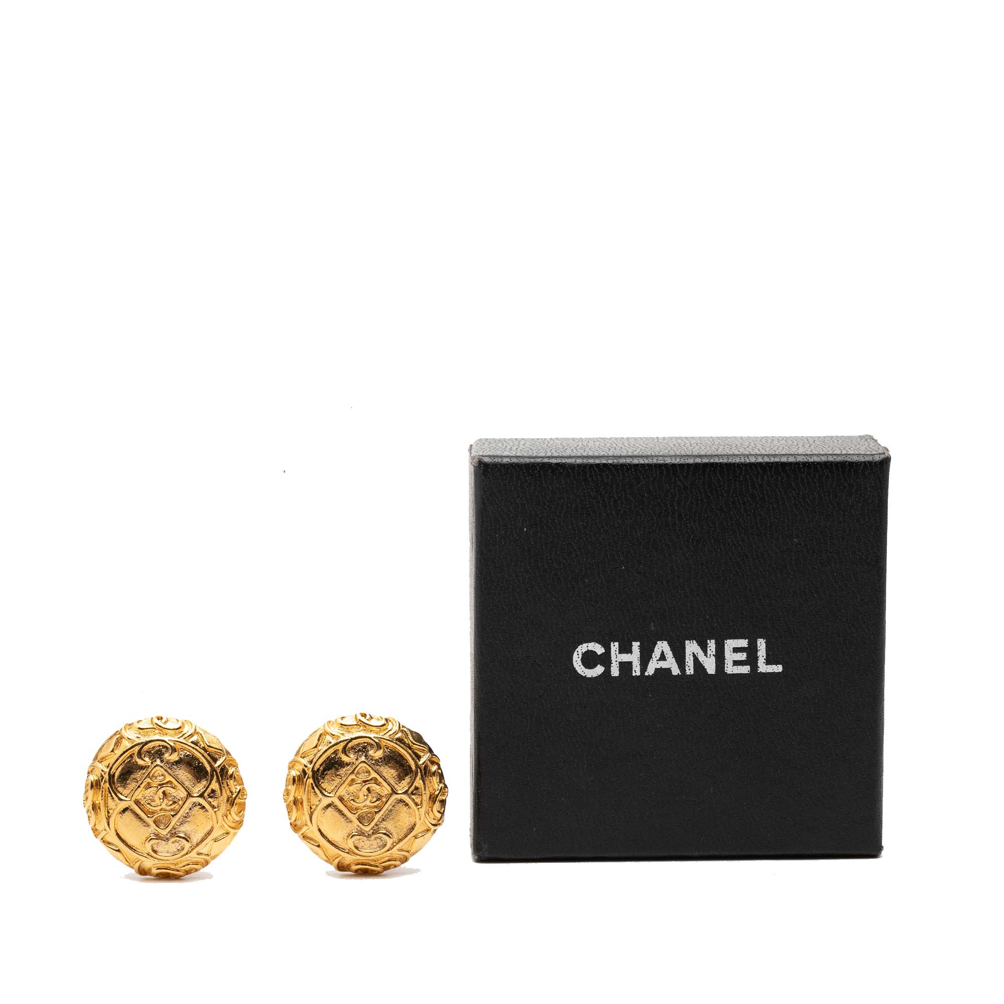 CC Gold Plated Round Clip On Earrings - Image 4