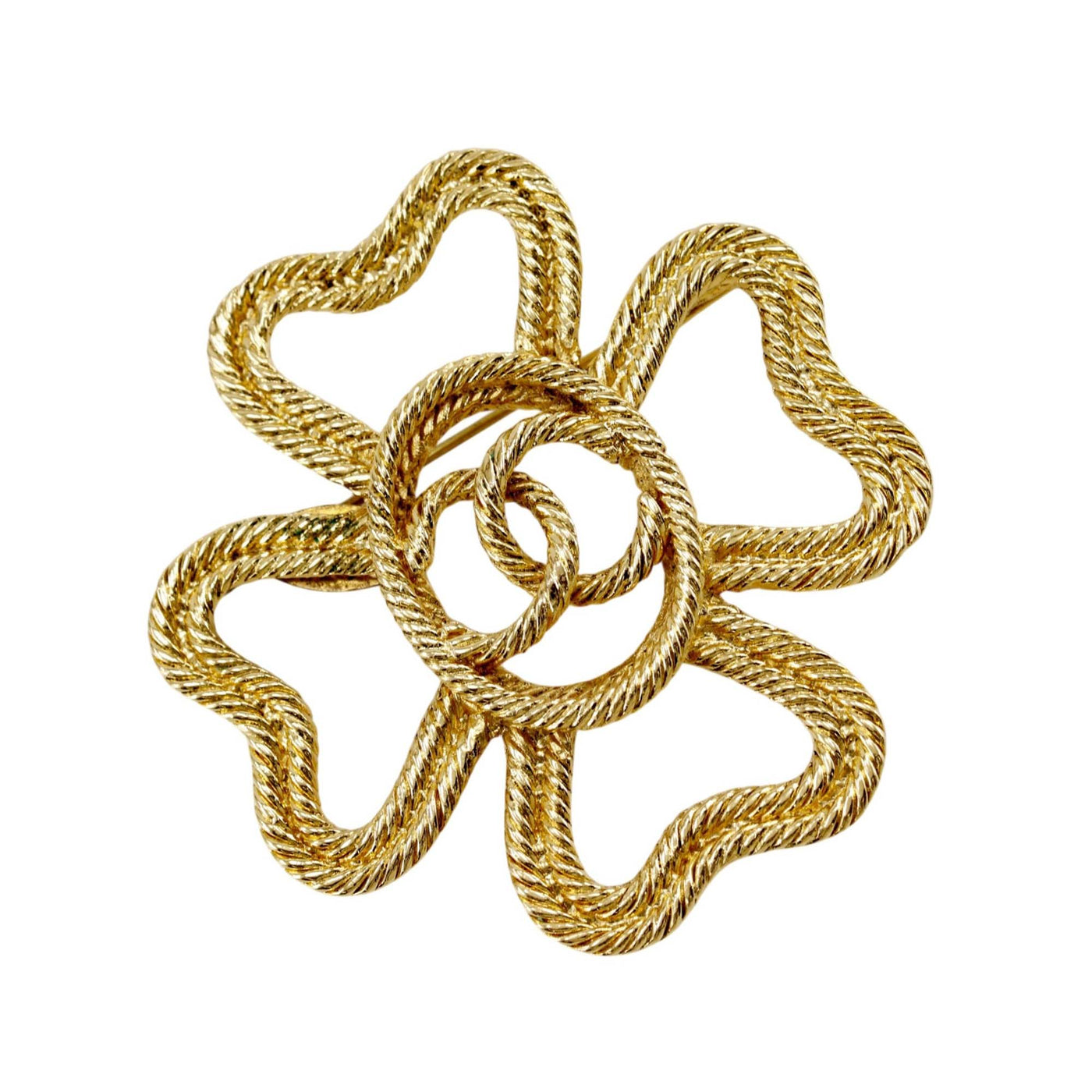 CC Gold Plated Clover Rope Brooch - Image 1