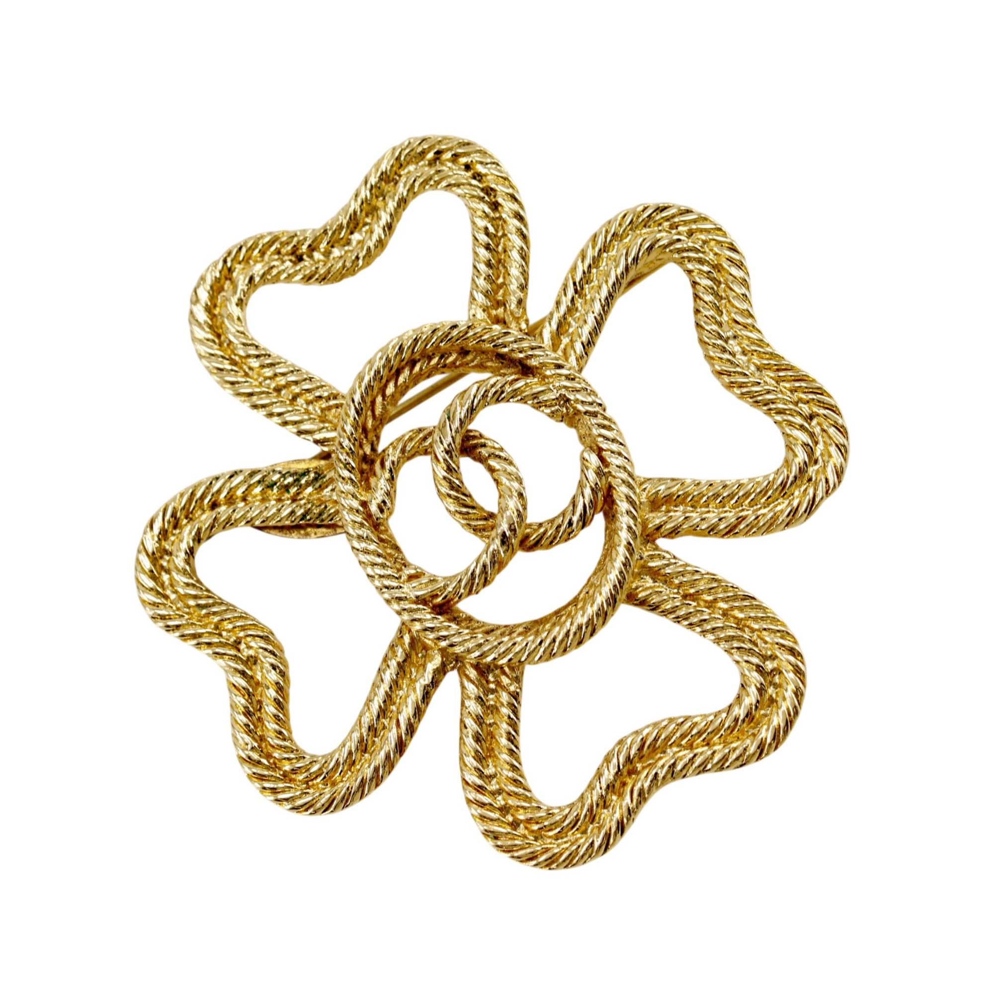 CC Gold Plated Clover Rope Brooch - Image 1
