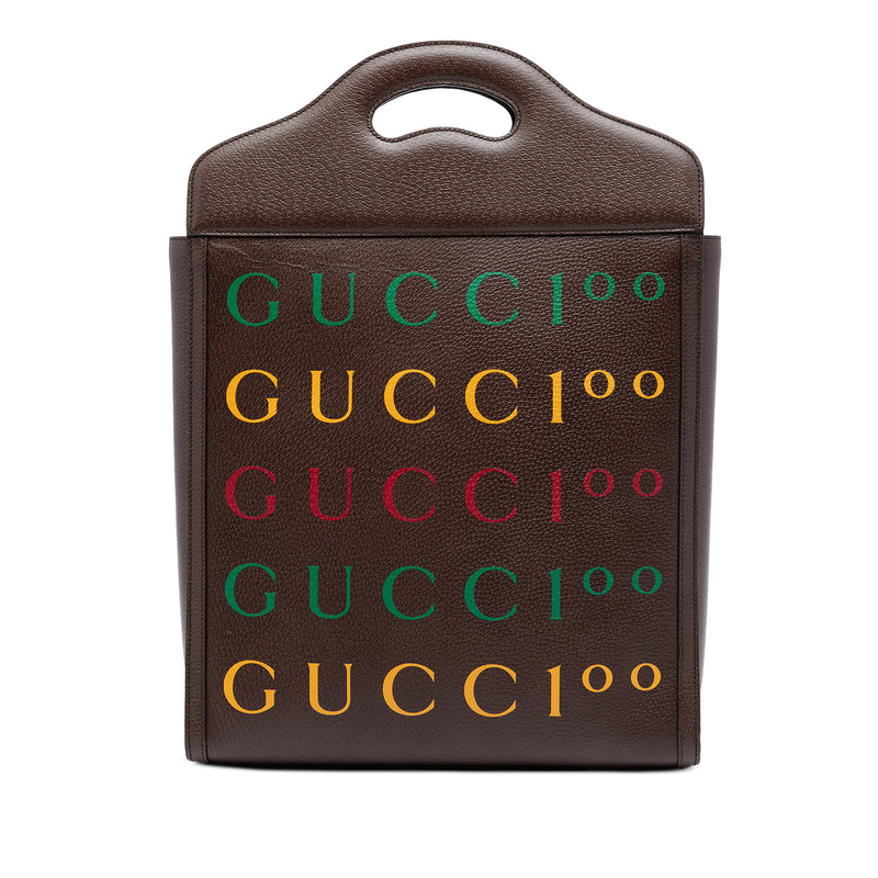 100th Anniversary Textured Calfskin Logo Convertible Tote