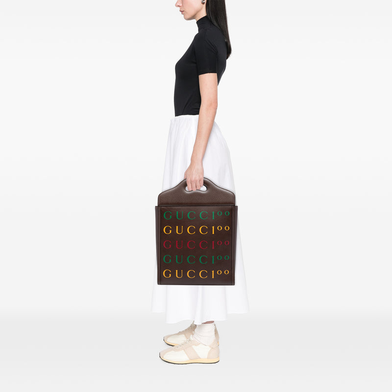 100th Anniversary Textured Calfskin Logo Convertible Tote - Image 6