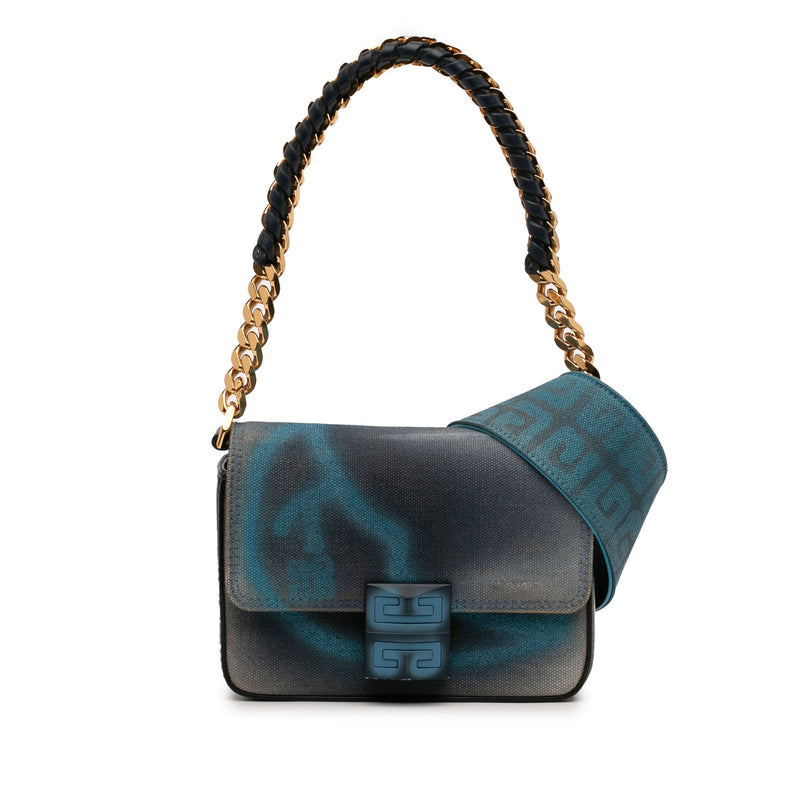Chito Small 4G Graffiti Effect Canvas and Leather Satchel