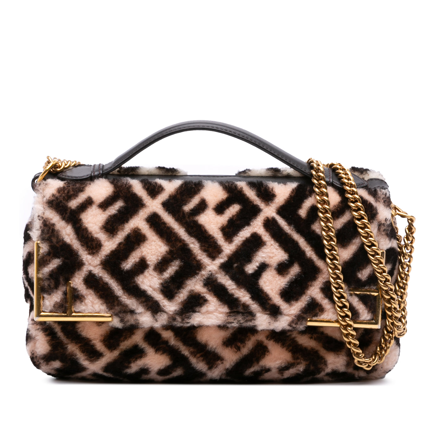 Zucca Shearling Double F Baguette Satchel - Image 1
