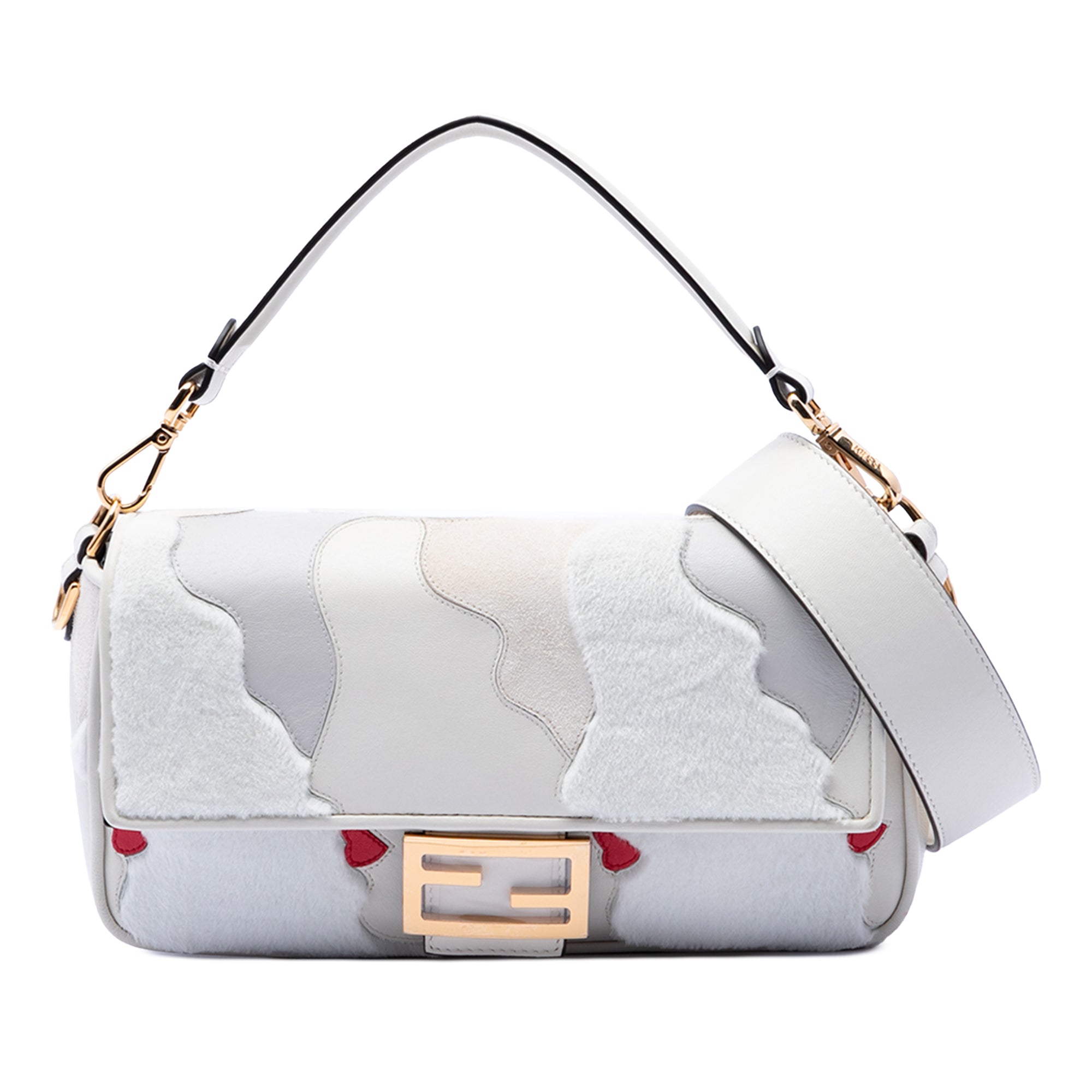 Nappa and Mink Fur Faces Baguette Satchel - Image 1