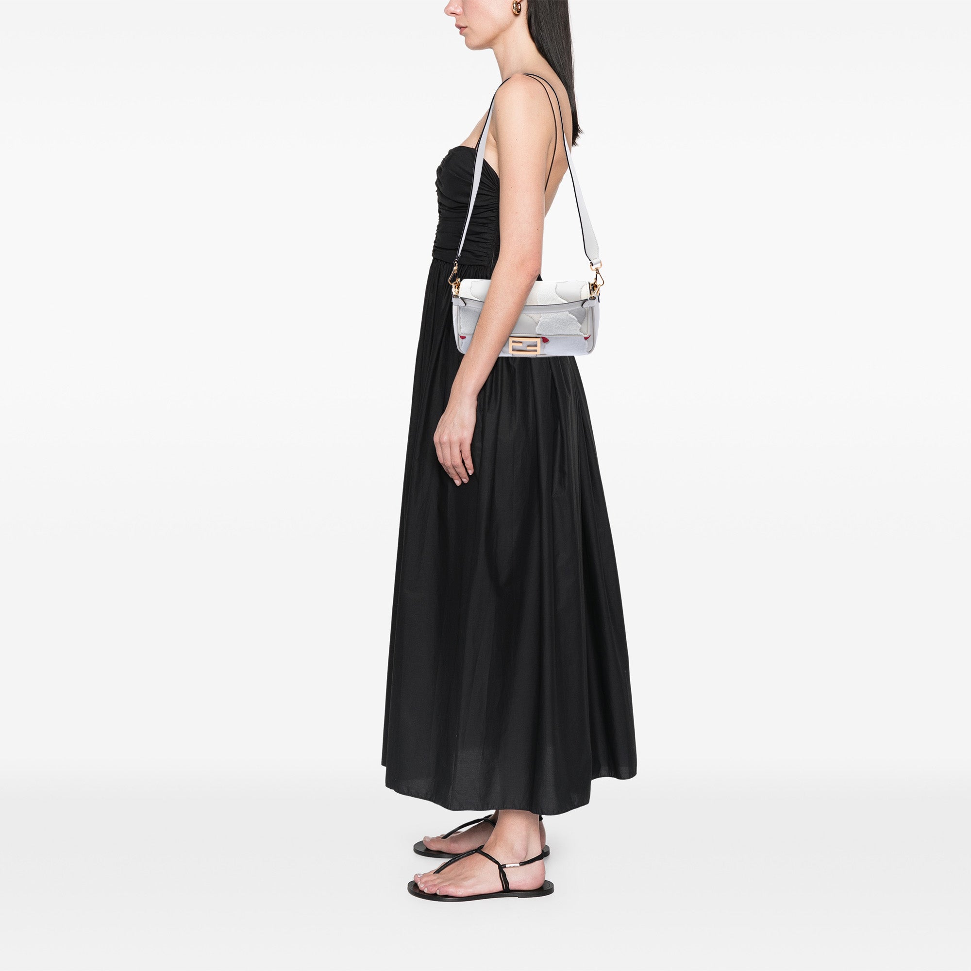 Nappa and Mink Fur Faces Baguette Satchel - Image 6