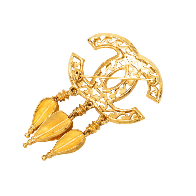 CC Gold Plated Filigree Fringe Drop Brooch - Image 2