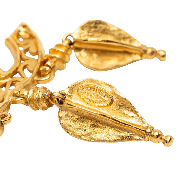 CC Gold Plated Filigree Fringe Drop Brooch - Image 3