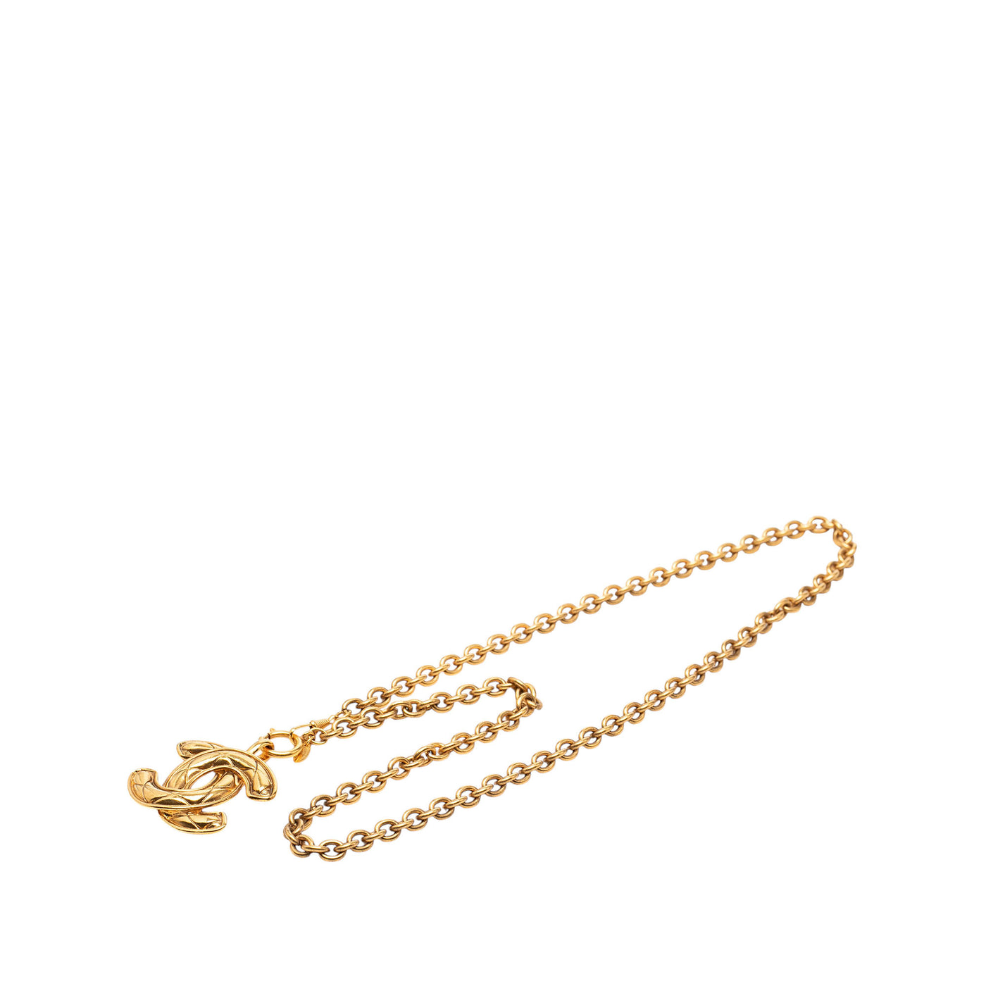 CC Gold Plated Quilted Pendant Necklace - Image 1