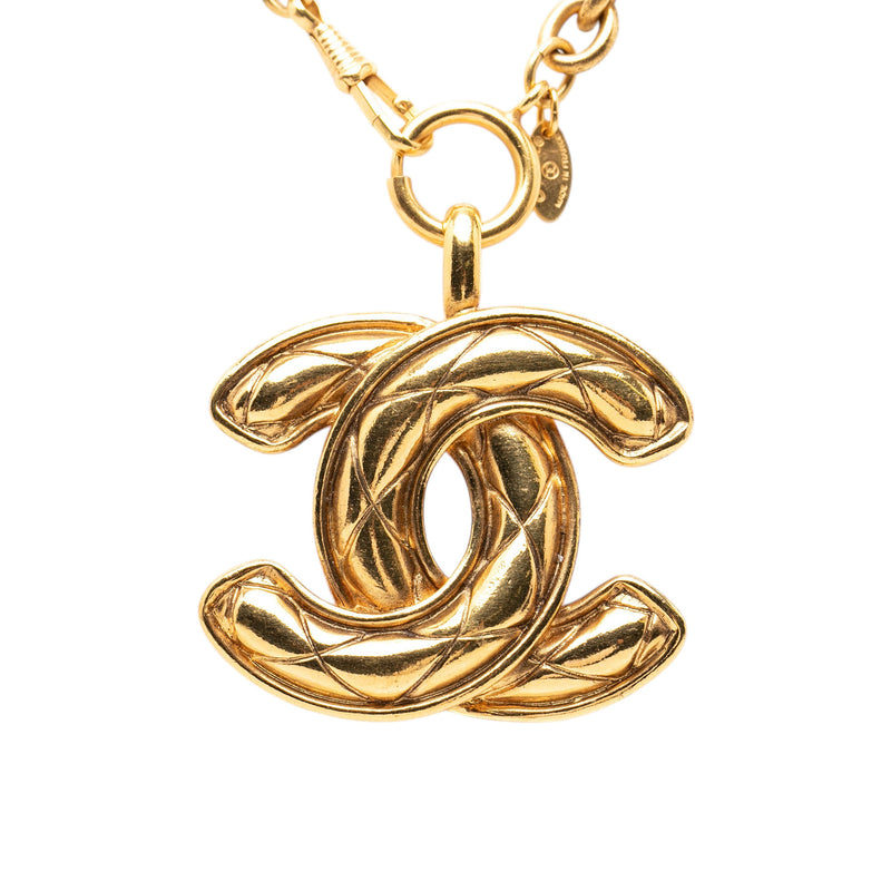 CC Gold Plated Quilted Pendant Necklace - Image 2