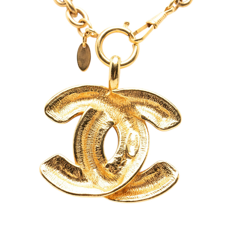 CC Gold Plated Quilted Pendant Necklace - Image 3