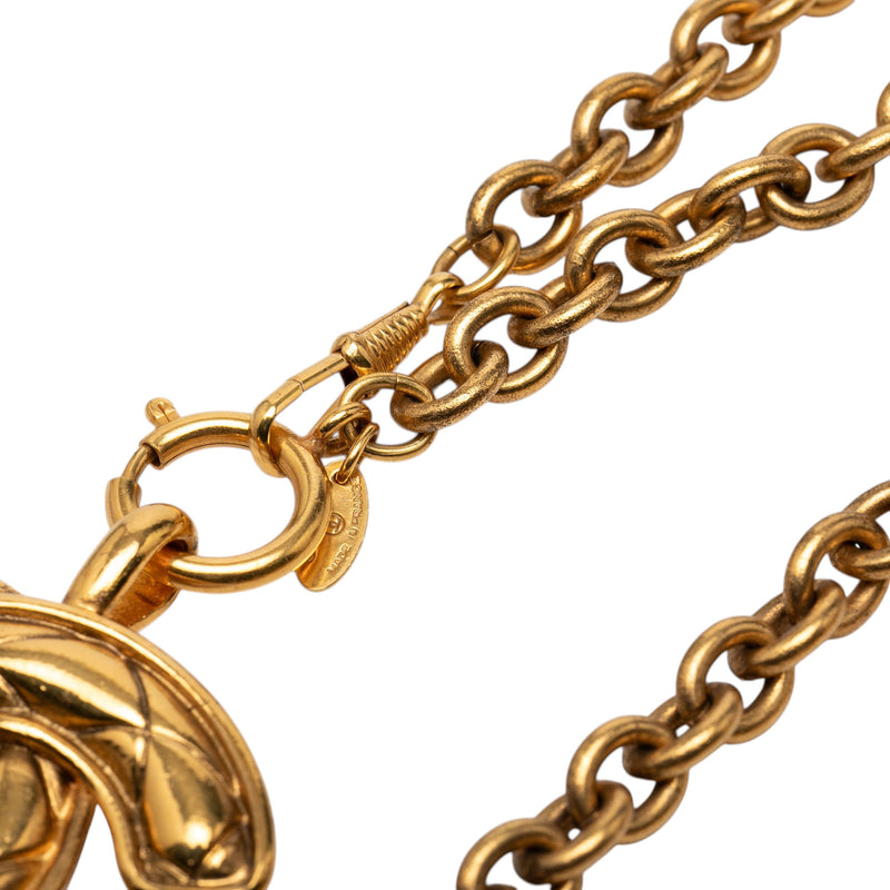 CC Gold Plated Quilted Pendant Necklace - Image 5