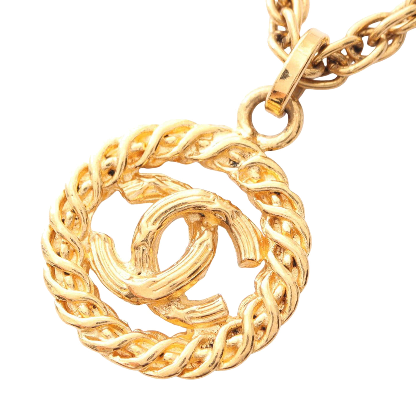 CC Gold Plated Round Pendant Necklace - Image 1