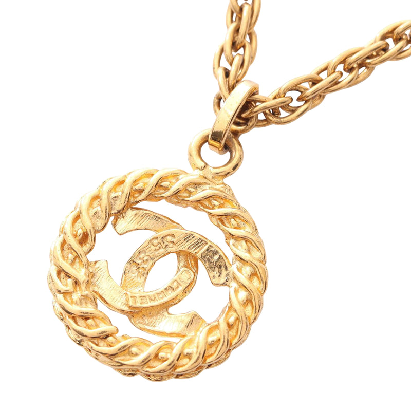 CC Gold Plated Round Pendant Necklace - Image 2