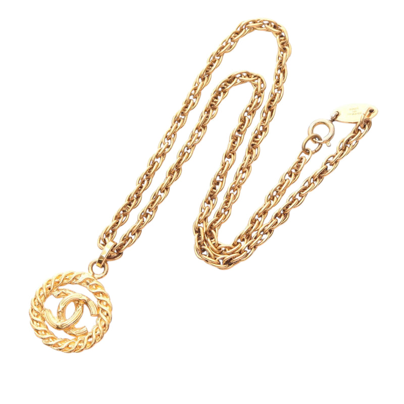 CC Gold Plated Round Pendant Necklace - Image 4