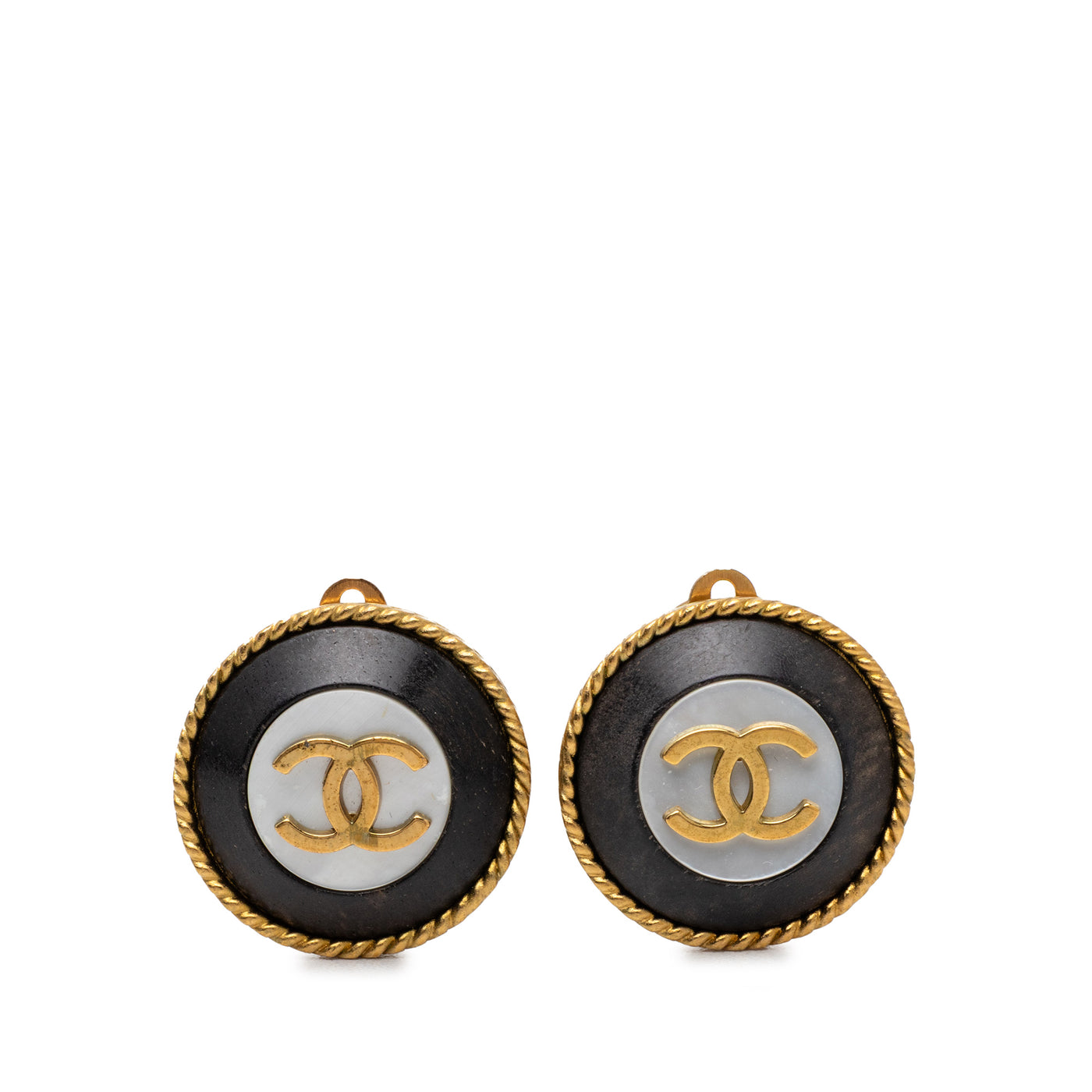 CC Gold Plated and Enamel Round Clip On Earrings - Image 1