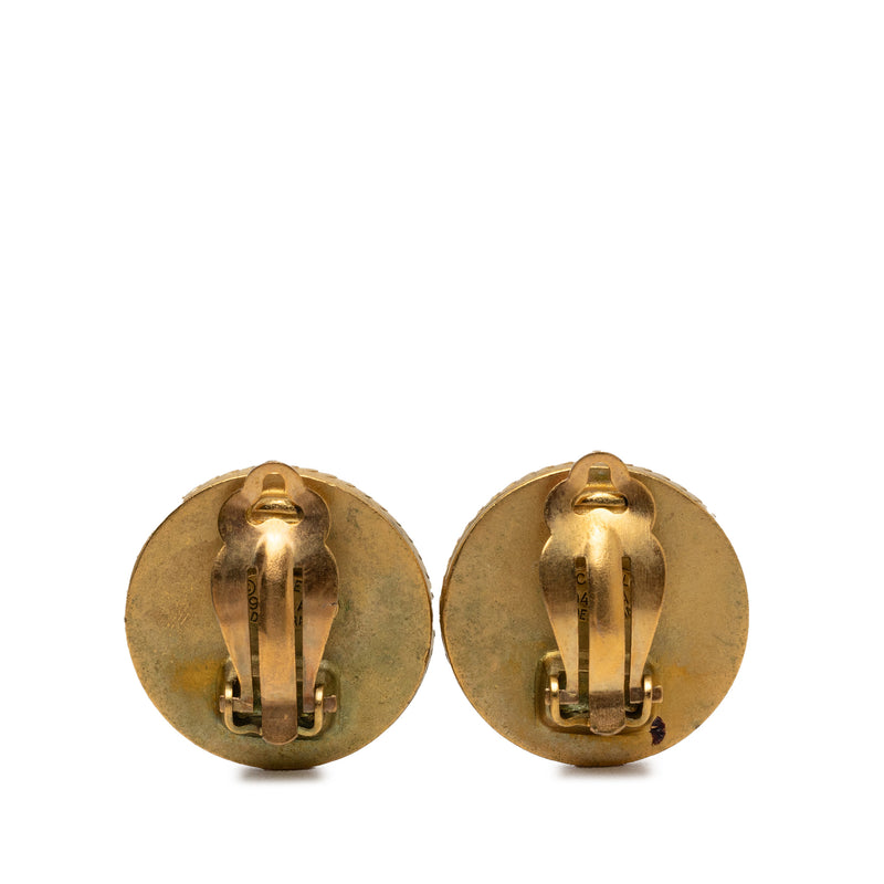 CC Gold Plated and Enamel Round Clip On Earrings - Image 2