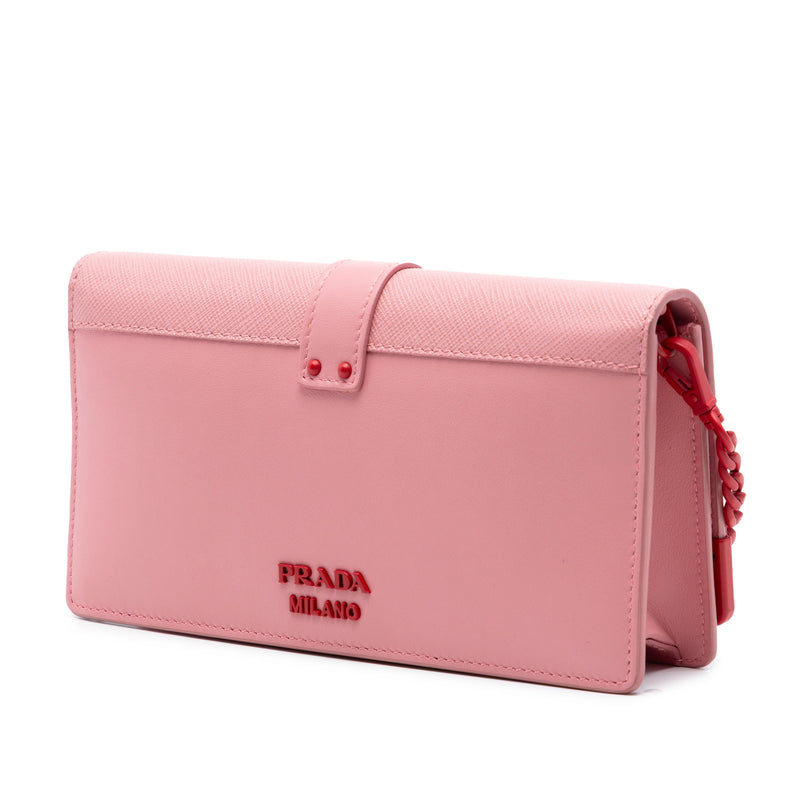 Saffiano Trimmed City Calf Cahier Heart and Flower Wallet on Chain - Image 2