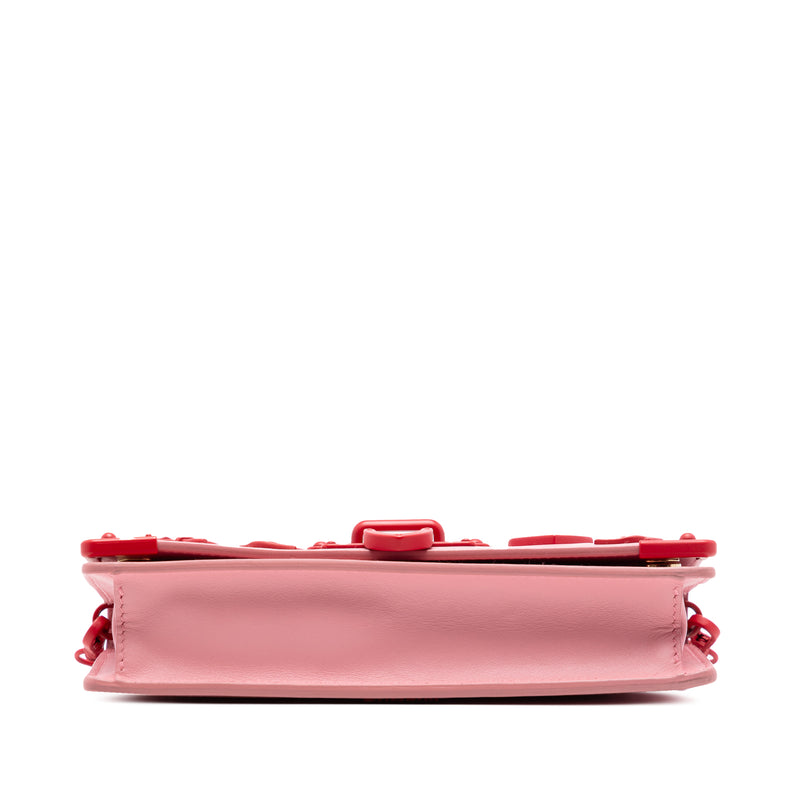 Saffiano Trimmed City Calf Cahier Heart and Flower Wallet on Chain - Image 3