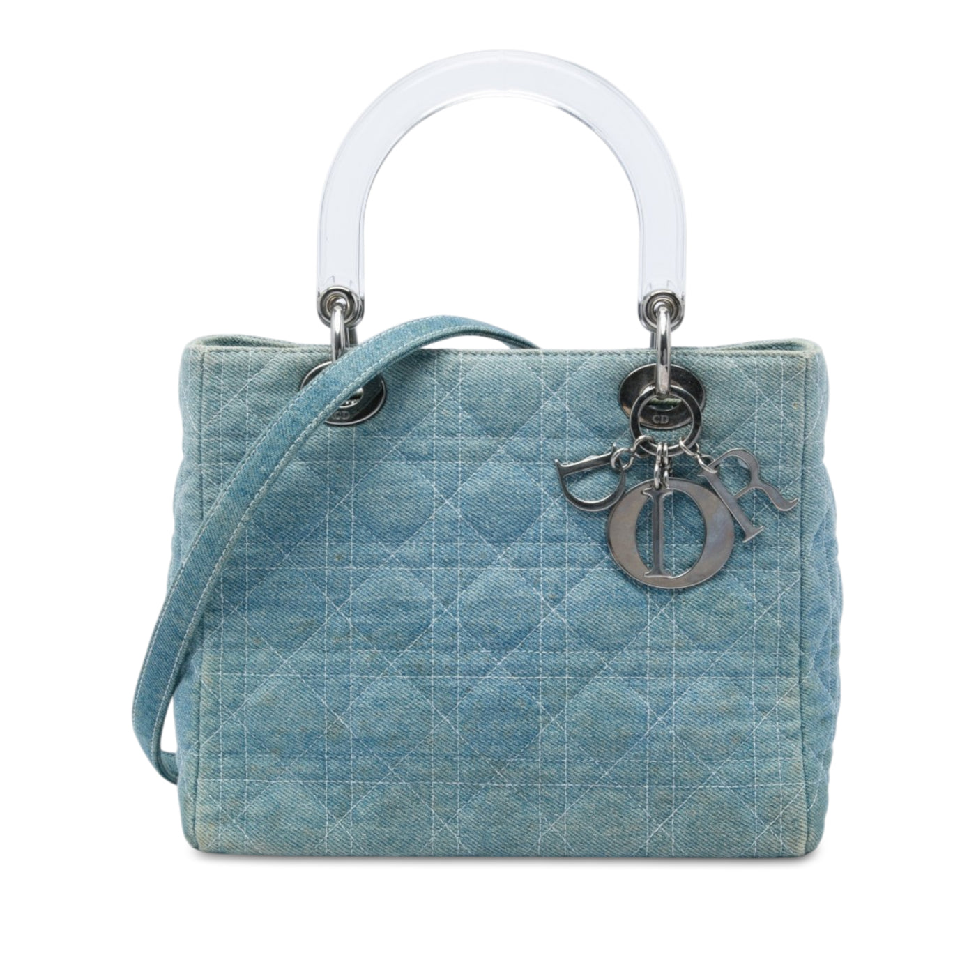 Medium Denim Cannage Acrylic Handles Lady Dior - Image 1