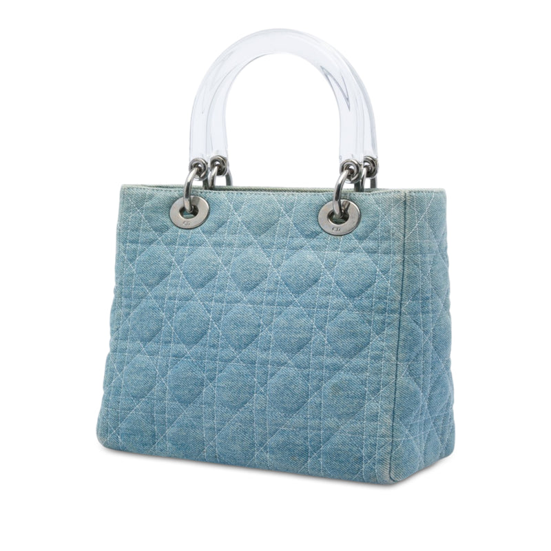 Medium Denim Cannage Acrylic Handles Lady Dior - Image 2