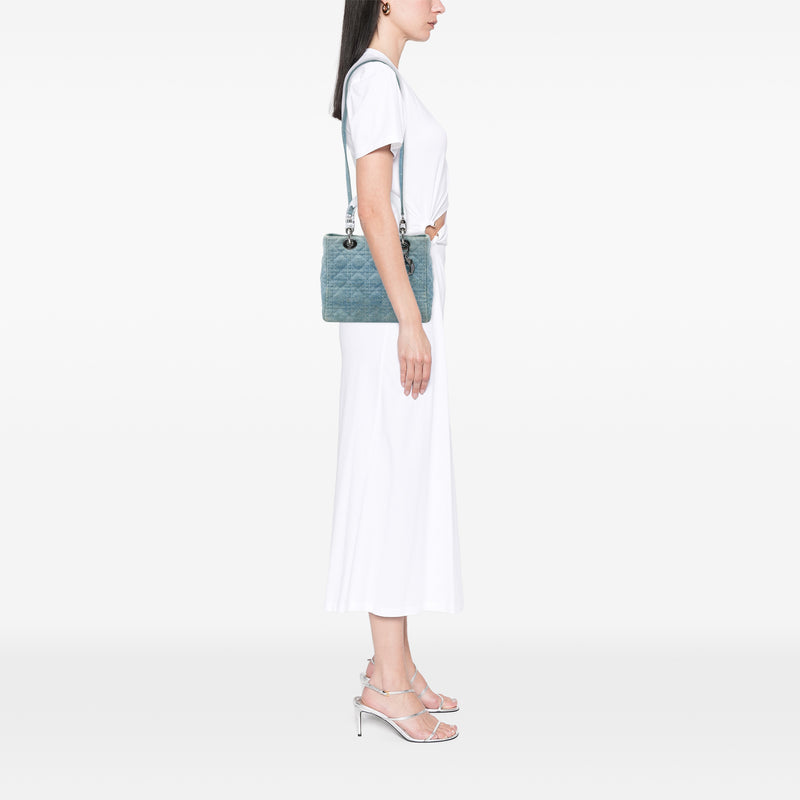 Medium Denim Cannage Acrylic Handles Lady Dior - Image 5