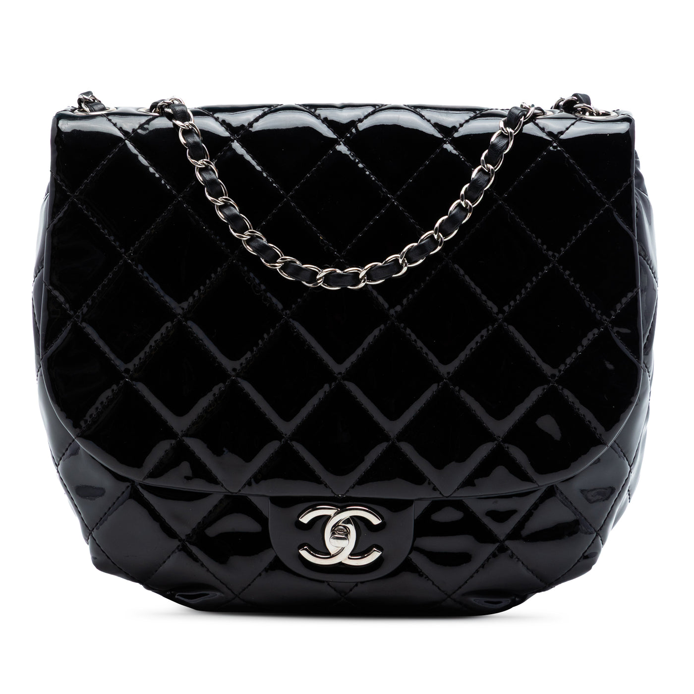 Medium Quilted Patent Bubble CC Flap - Image 1