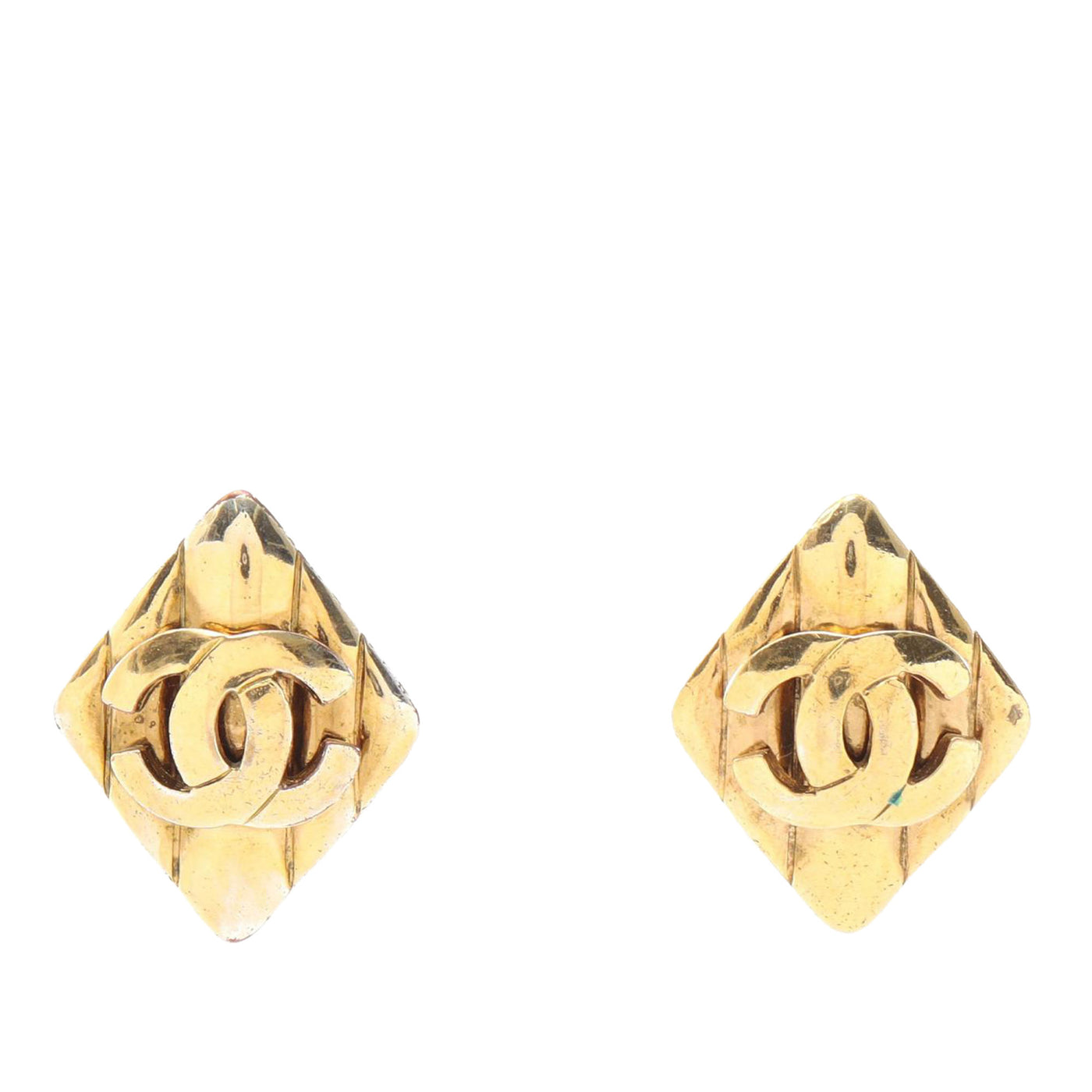 CC Gold Plated Rhombus Clip on Earring - Image 1