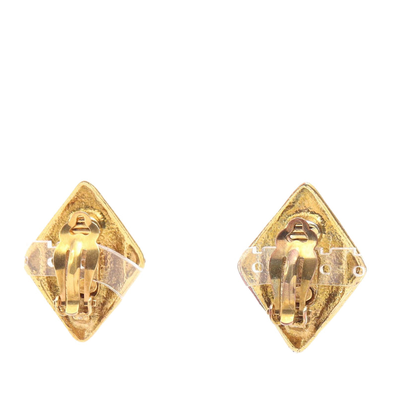 CC Gold Plated Rhombus Clip on Earring - Image 2