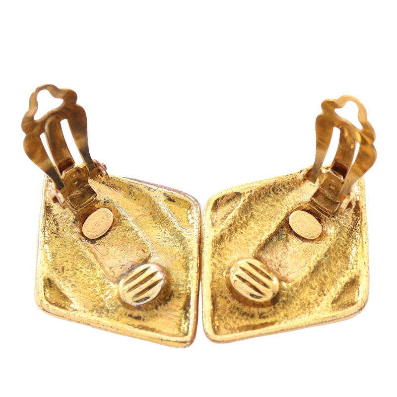 CC Gold Plated Rhombus Clip on Earring - Image 3