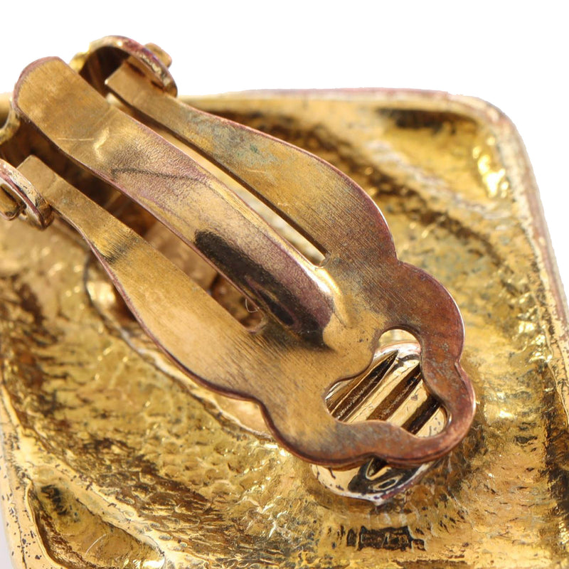 CC Gold Plated Rhombus Clip on Earring - Image 5