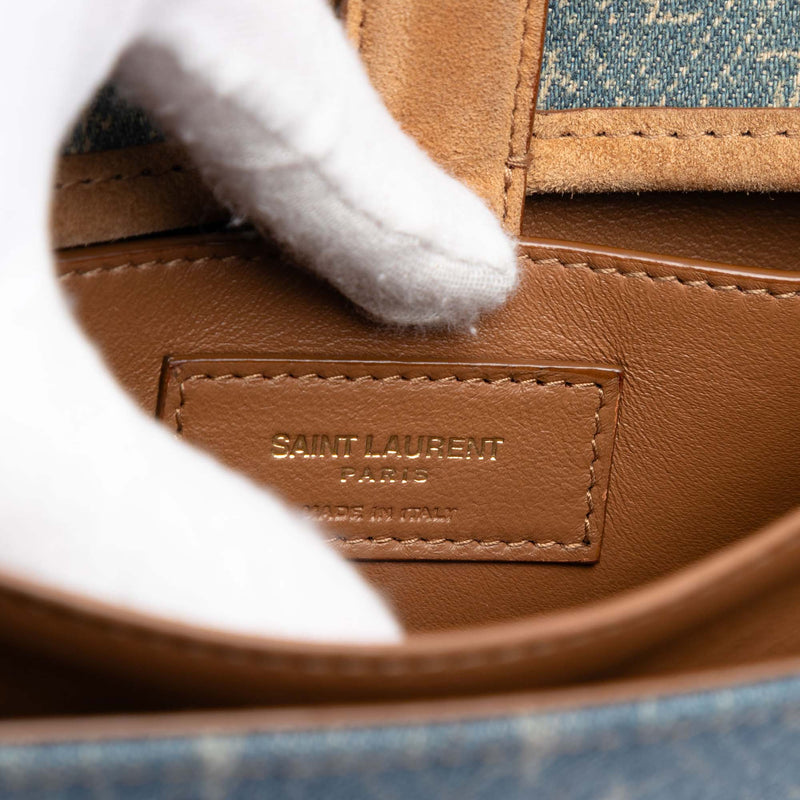 Suede Trimmed Denim Monogram Allover Crossbody - Image 6