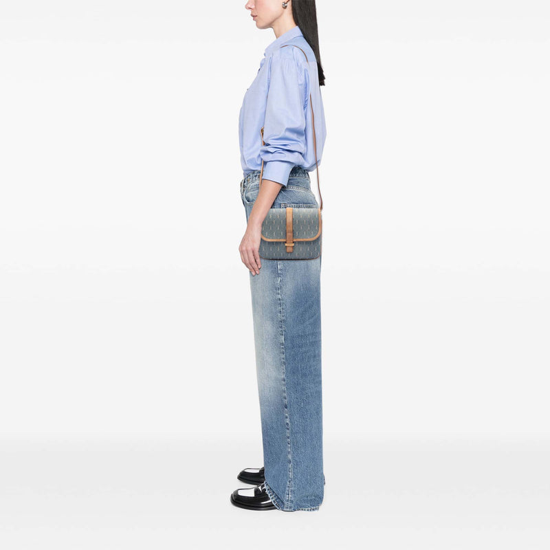 Suede Trimmed Denim Monogram Allover Crossbody - Image 7