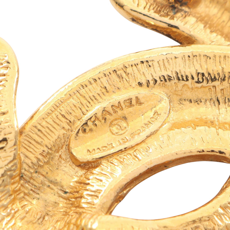 Gold Plated Quilted CC Brooch - Image 3