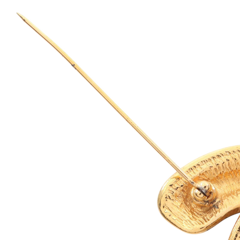 Gold Plated Quilted CC Brooch - Image 4