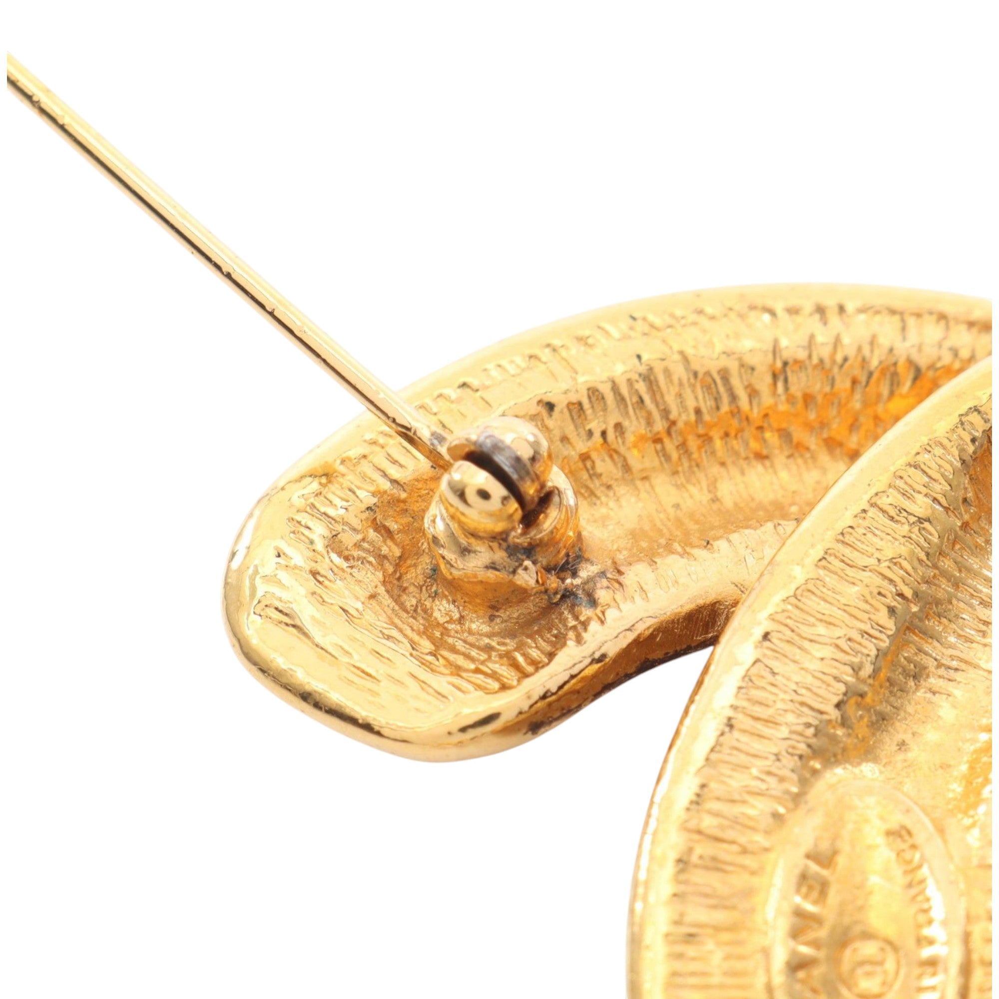 Gold Plated Quilted CC Brooch - Image 5