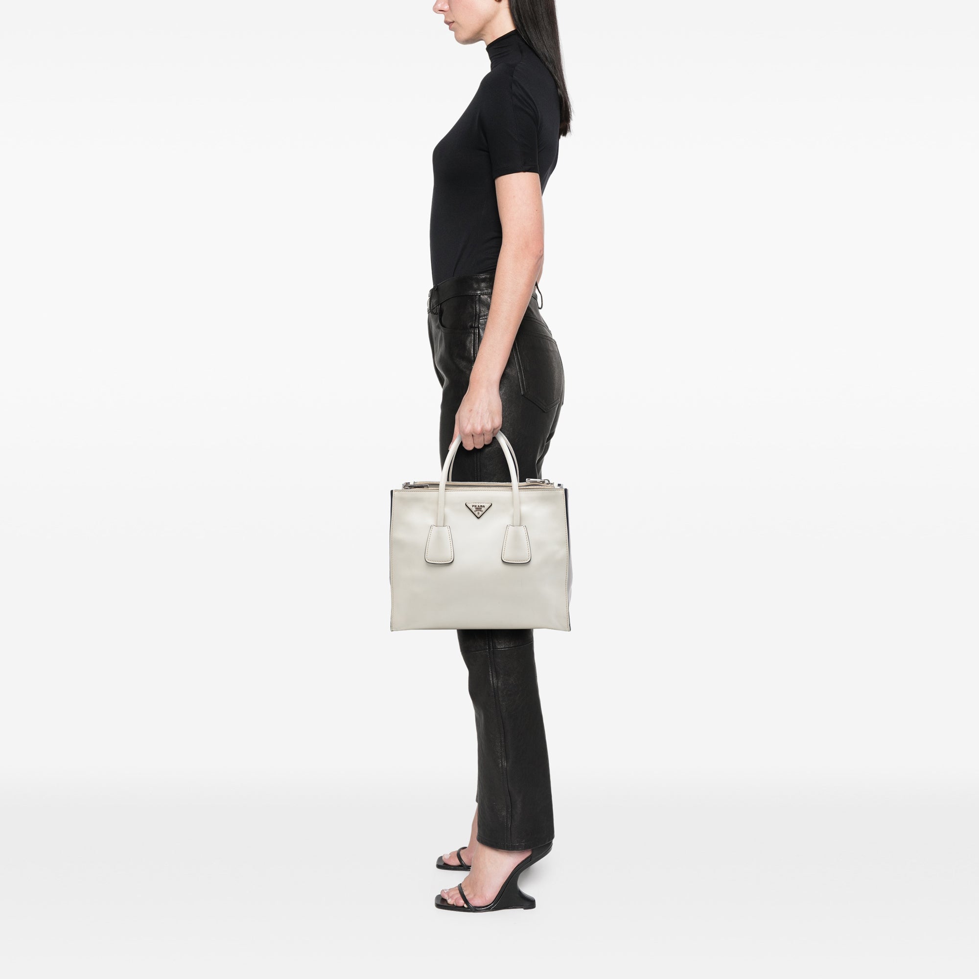Glace Calf Twin Pocket Double Handle Satchel - Image 6