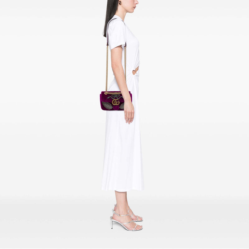 Small GG Marmont Matelasse Velvet Crystal Embellished Shoulder Bag - Image 6